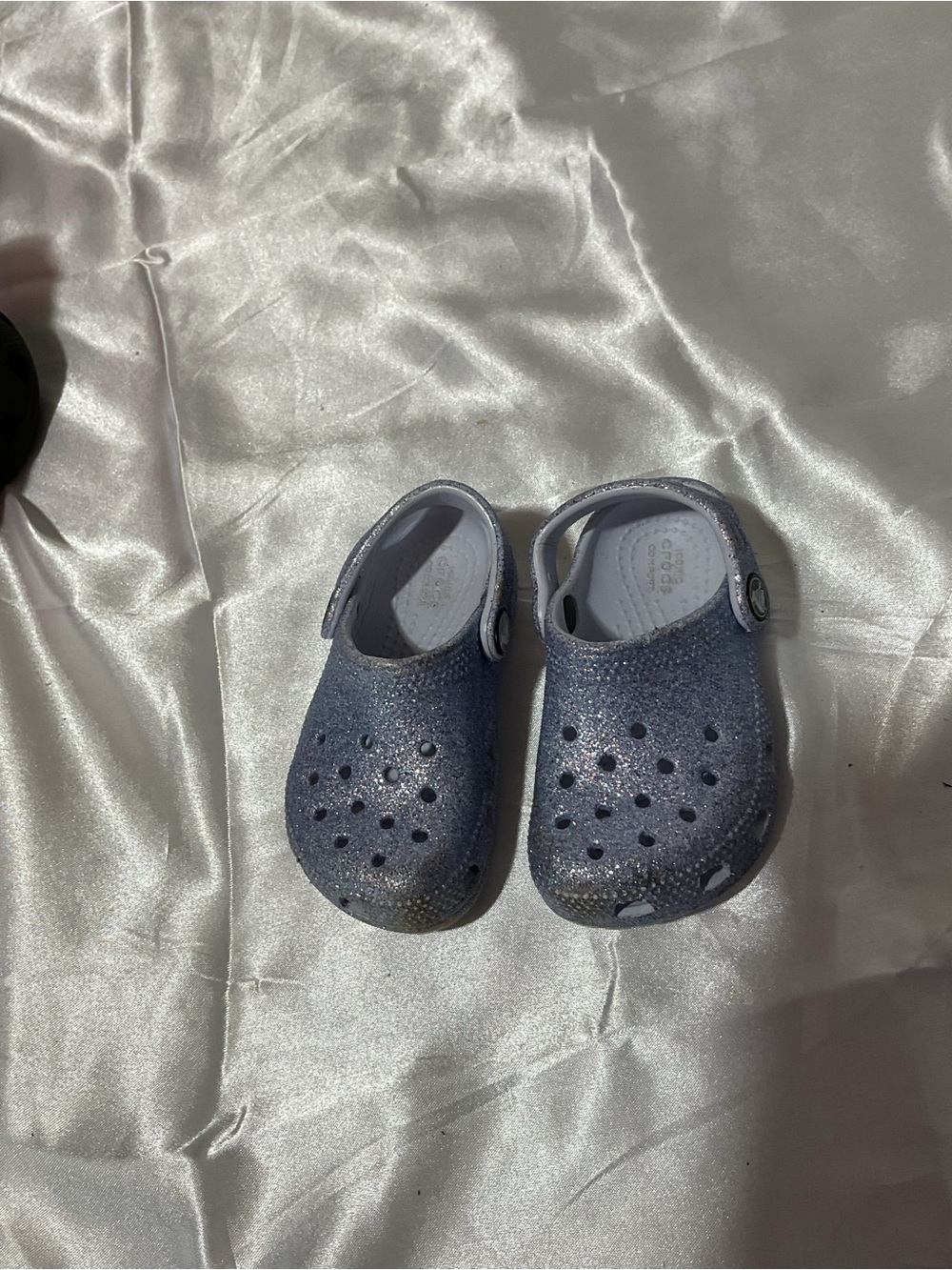 CROCS Kids' Glitter Clogs - Silver Blue